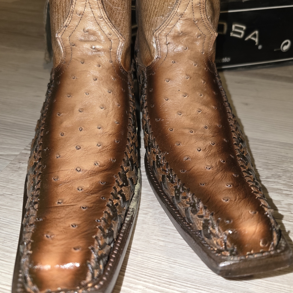 Men's Tan Ostrich Leather Western Boots
